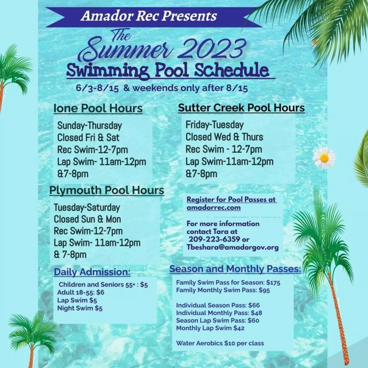 Summer 2023 Pool Schedule